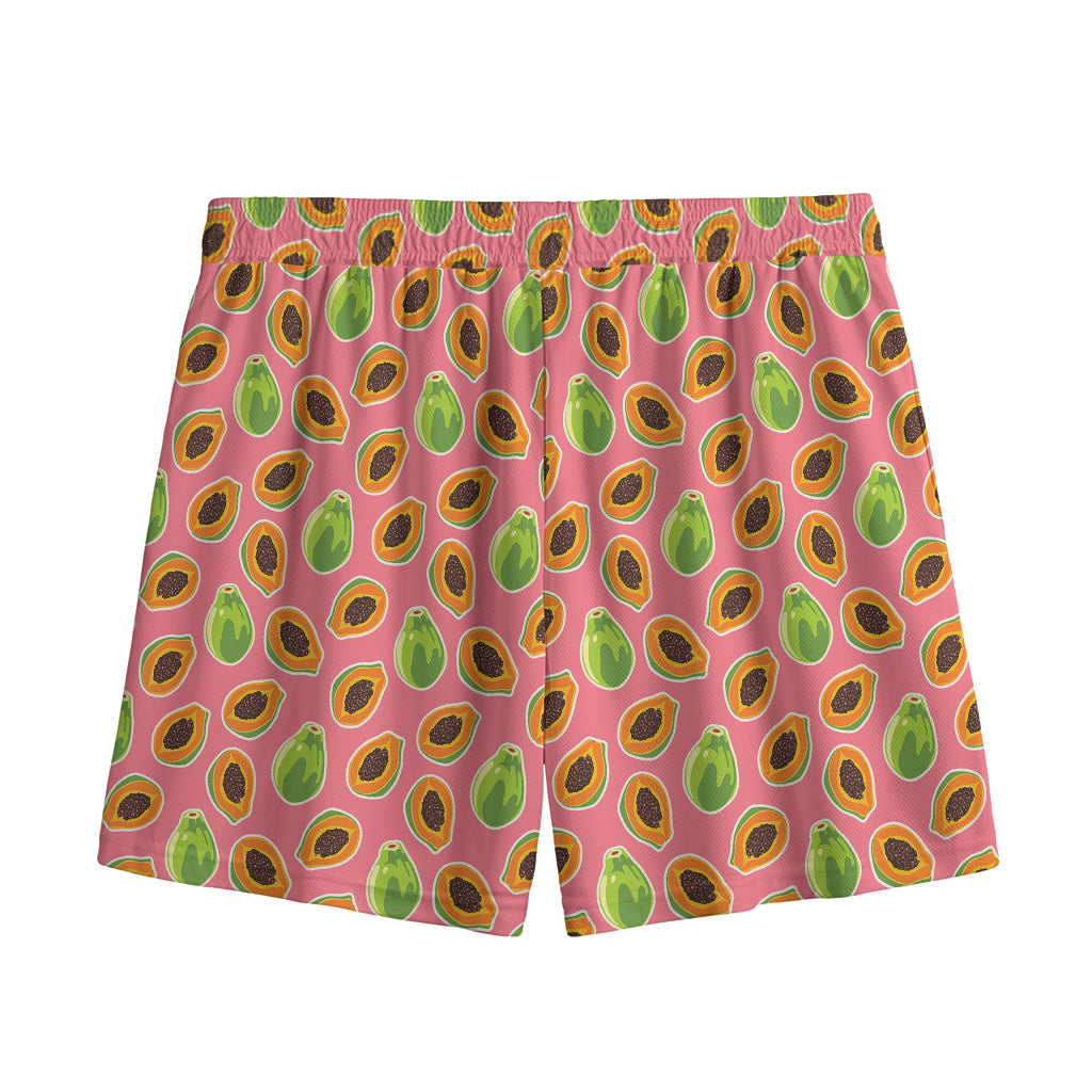 Cute Papaya Pattern Print Mesh Shorts
