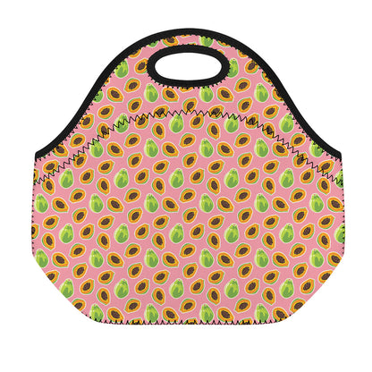 Cute Papaya Pattern Print Neoprene Lunch Bag