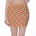 Cute Papaya Pattern Print Pencil Mini Skirt