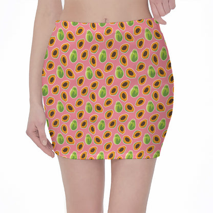 Cute Papaya Pattern Print Pencil Mini Skirt