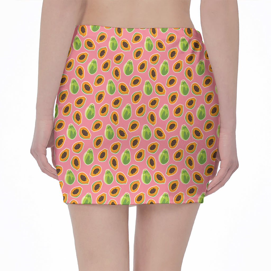 Cute Papaya Pattern Print Pencil Mini Skirt