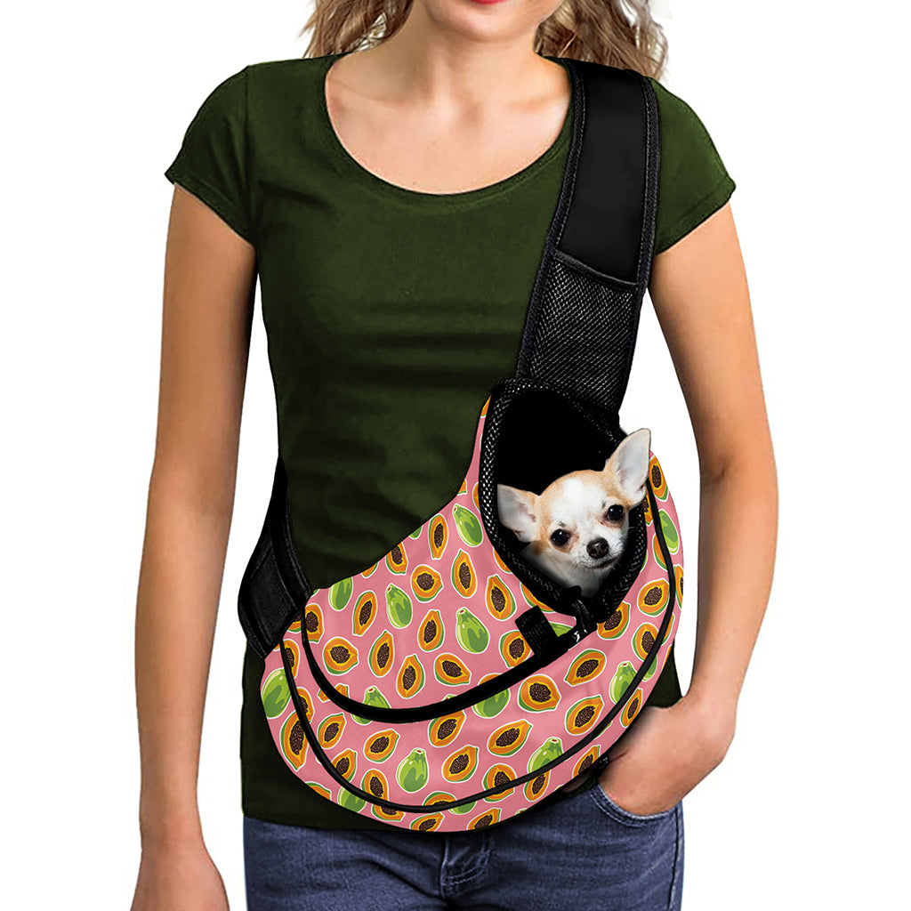 Cute Papaya Pattern Print Pet Sling Carrier