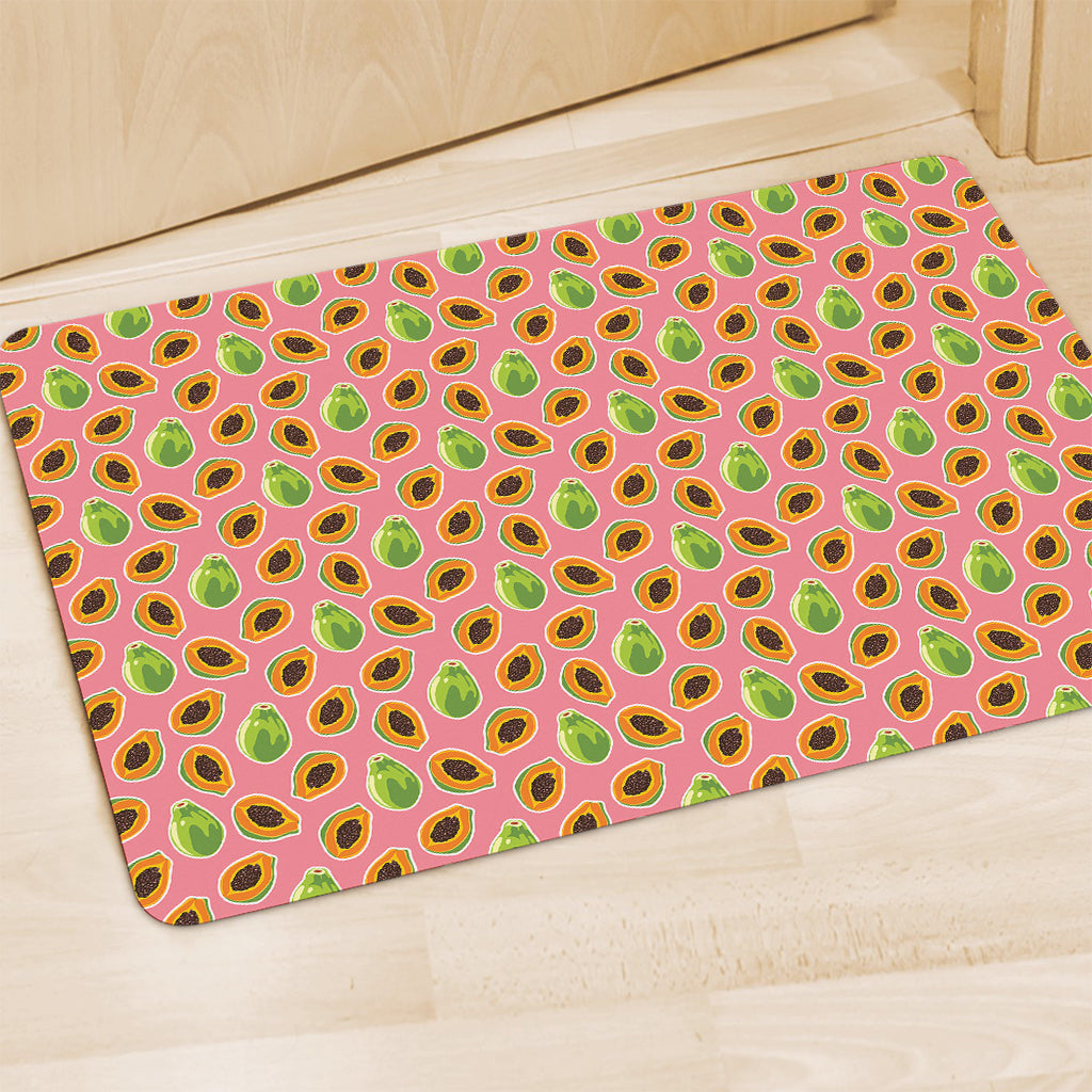 Cute Papaya Pattern Print Polyester Doormat