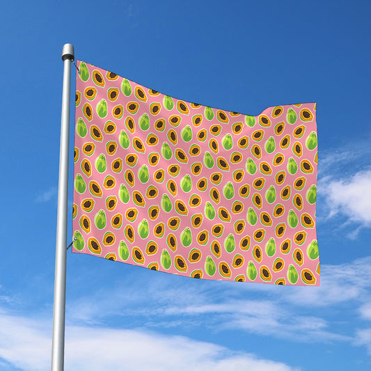 Cute Papaya Pattern Print Polyester Flag