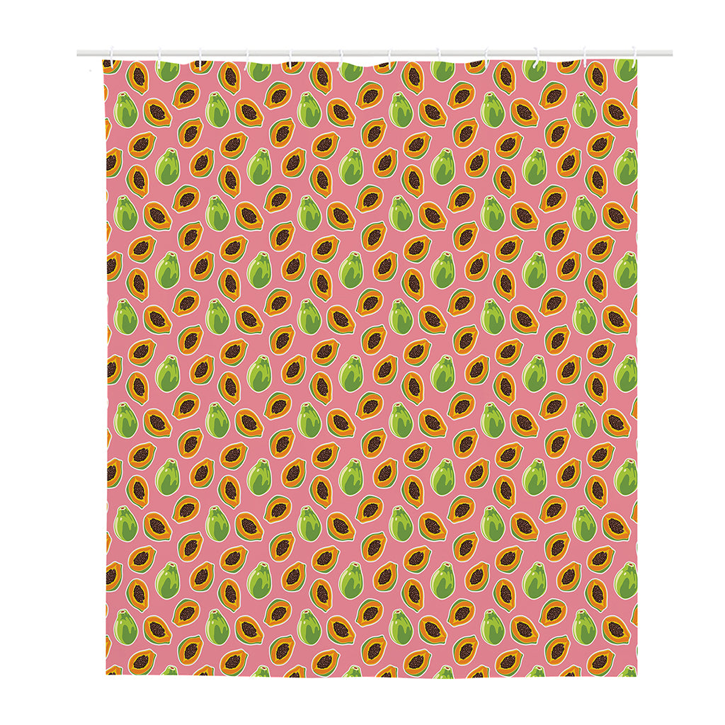 Cute Papaya Pattern Print Polyester Shower Curtain