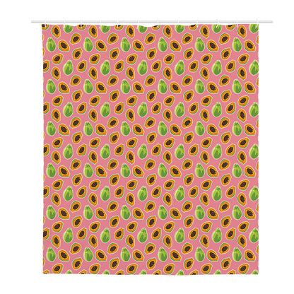 Cute Papaya Pattern Print Polyester Shower Curtain