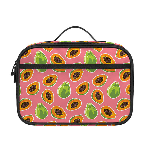 Cute Papaya Pattern Print Portable Lunch Bag