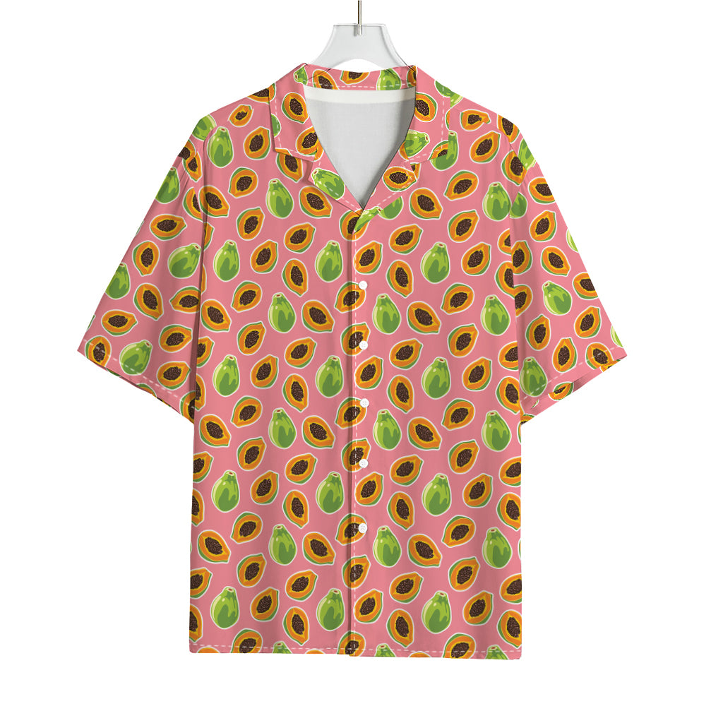 Cute Papaya Pattern Print Rayon Hawaiian Shirt
