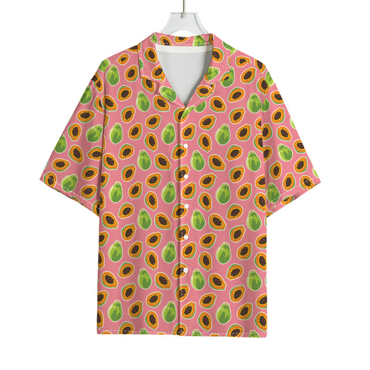 Cute Papaya Pattern Print Rayon Hawaiian Shirt