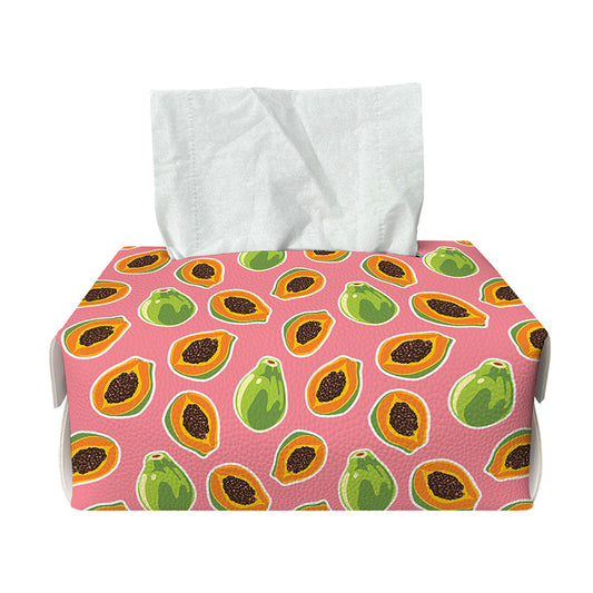 Cute Papaya Pattern Print Rectangle Tissue Box Cover
