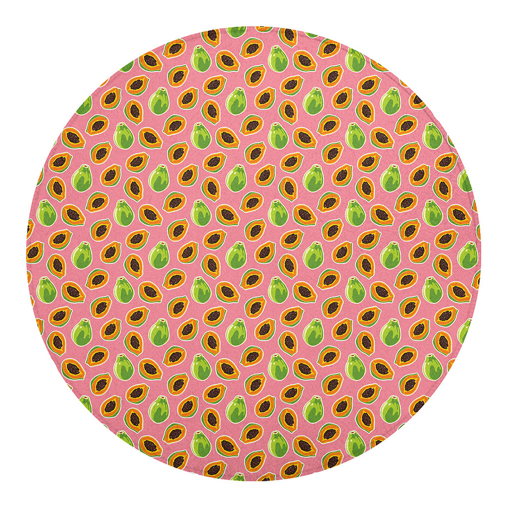 Cute Papaya Pattern Print Round Blanket