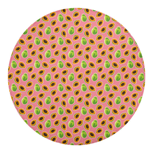 Cute Papaya Pattern Print Round Blanket