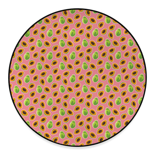 Cute Papaya Pattern Print Round Floor Mat