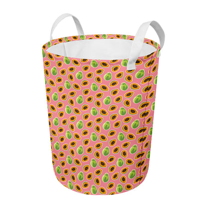 Cute Papaya Pattern Print Round Laundry Basket