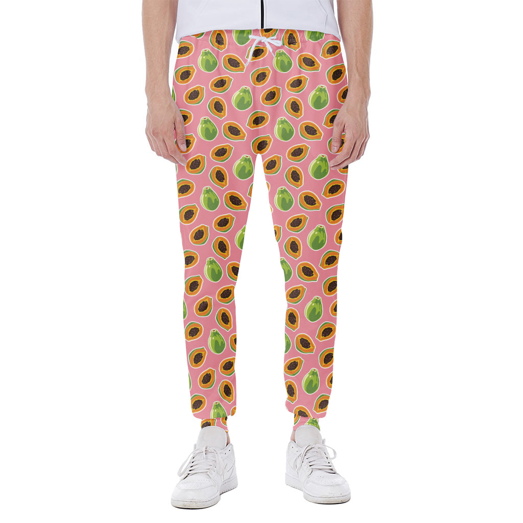 Cute Papaya Pattern Print Scuba Joggers