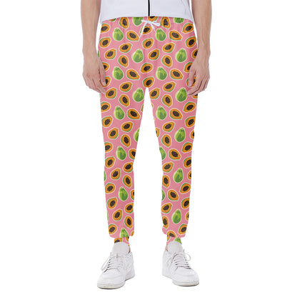 Cute Papaya Pattern Print Scuba Joggers