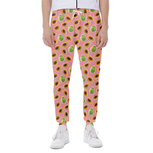 Cute Papaya Pattern Print Scuba Joggers