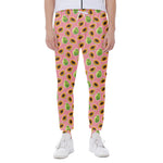 Cute Papaya Pattern Print Scuba Joggers