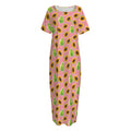 Cute Papaya Pattern Print Short Sleeve Long Nightdress