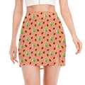 Cute Papaya Pattern Print Side Slit Mini Skirt
