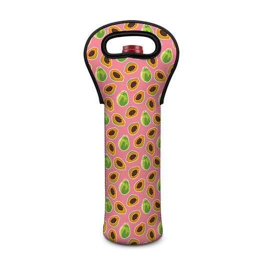 Cute Papaya Pattern Print Single Neoprene Wine Tote