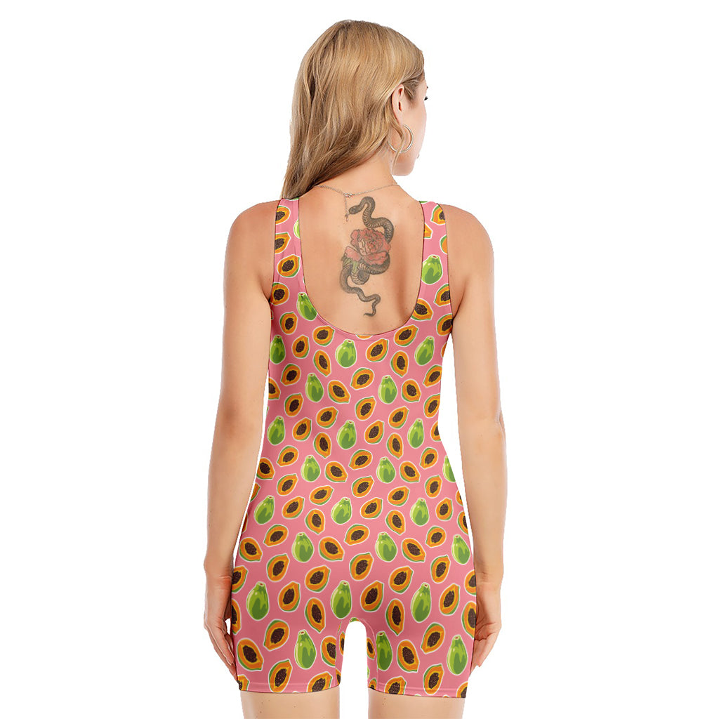 Cute Papaya Pattern Print Sleeveless One Piece Swimsuit