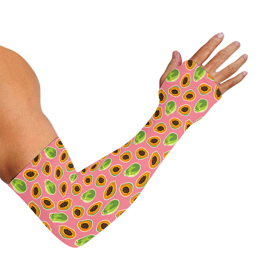 Cute Papaya Pattern Print Sun Protection Arm Sleeves