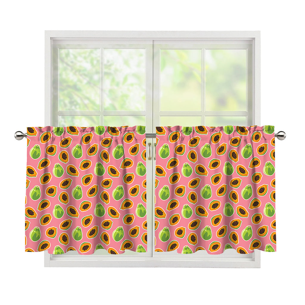 Cute Papaya Pattern Print Tier Curtains