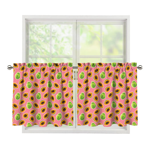 Cute Papaya Pattern Print Tier Curtains