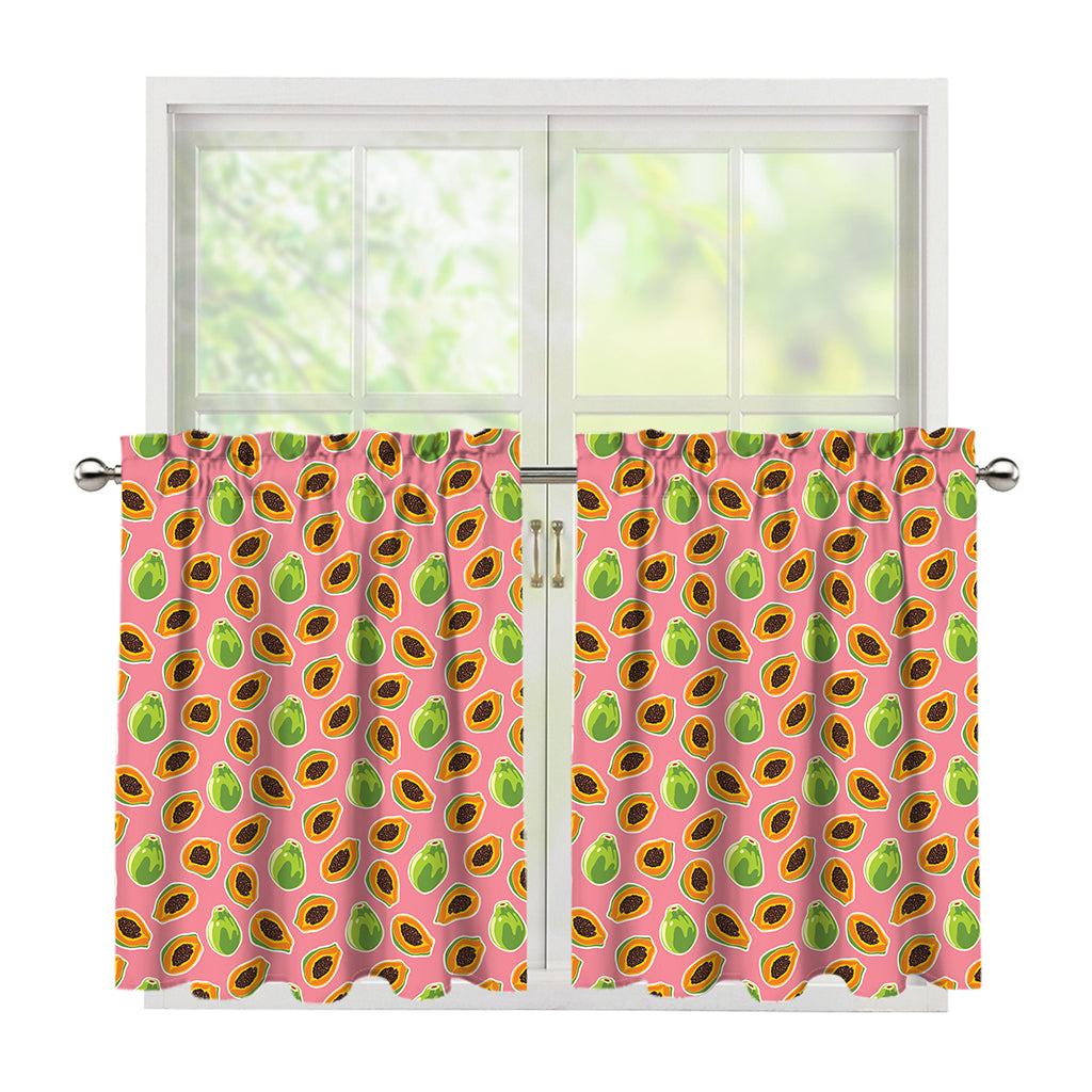 Cute Papaya Pattern Print Tier Curtains