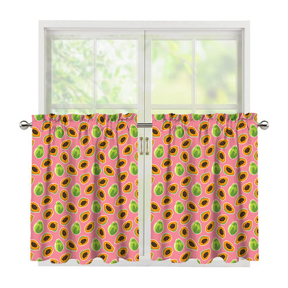 Cute Papaya Pattern Print Tier Curtains
