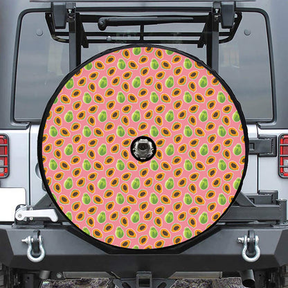 Cute Papaya Pattern Print Tire Cover With Camera Hole