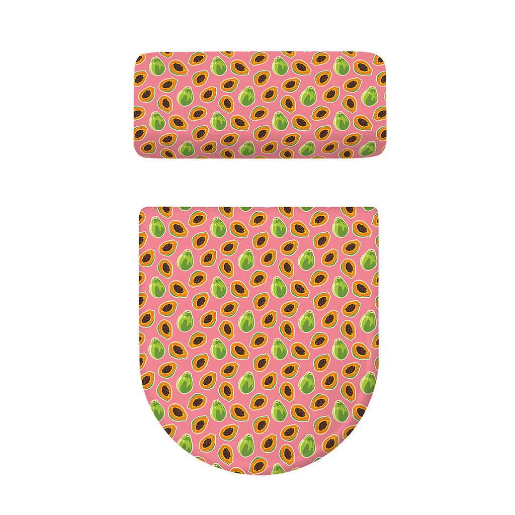 Cute Papaya Pattern Print Toilet Lid And Tank Cover Set