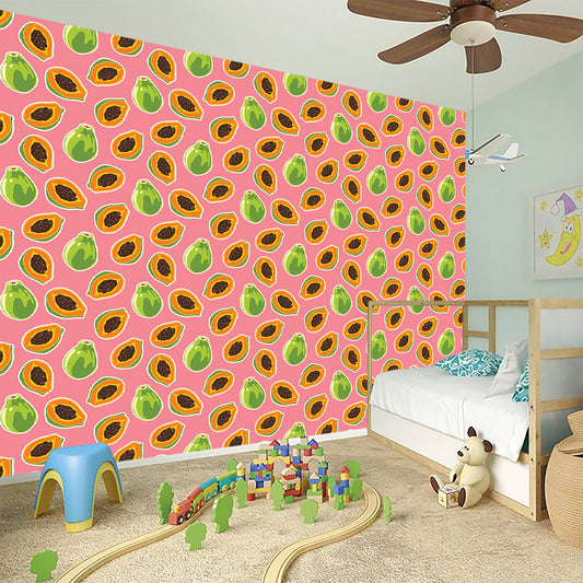 Cute Papaya Pattern Print Wall Sticker