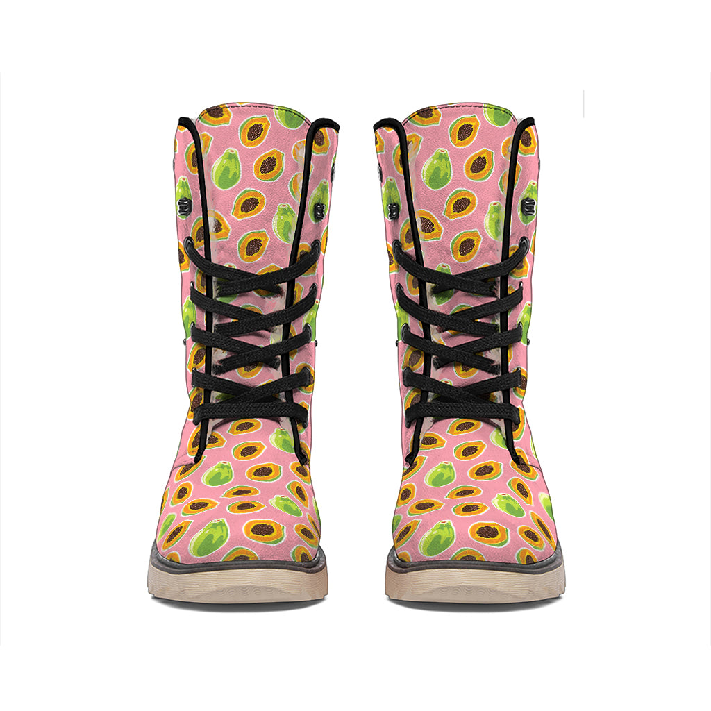 Cute Papaya Pattern Print Winter Boots