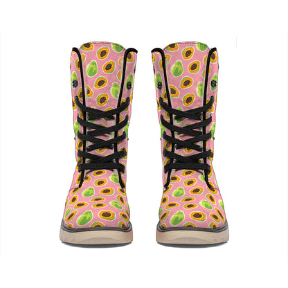 Cute Papaya Pattern Print Winter Boots