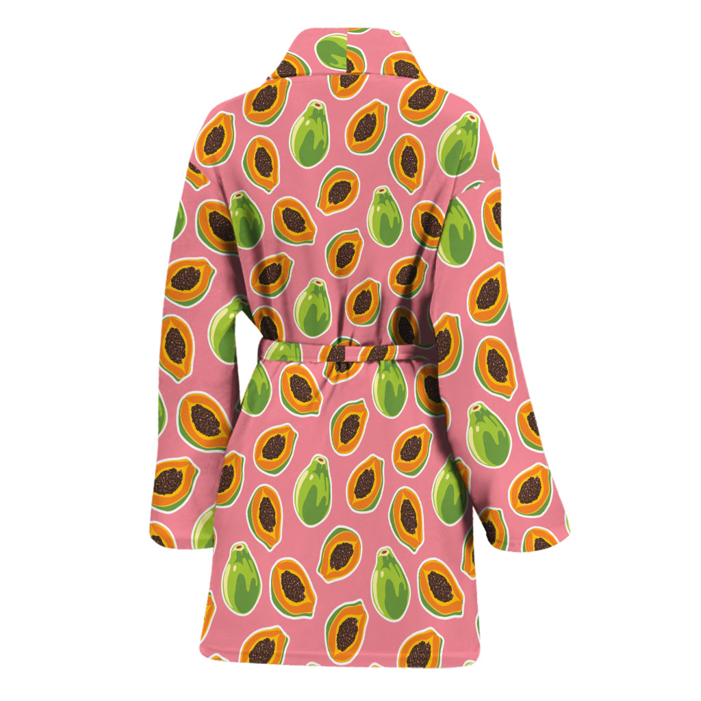 Cute Papaya Pattern Print Women's Bathrobe