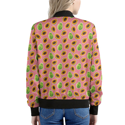 Cute Papaya Pattern Print Women's Bomber Jacket