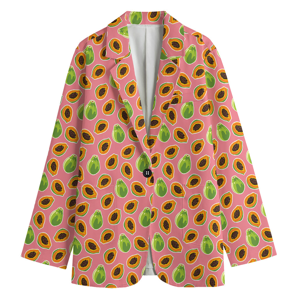 Cute Papaya Pattern Print Women's Cotton Blazer