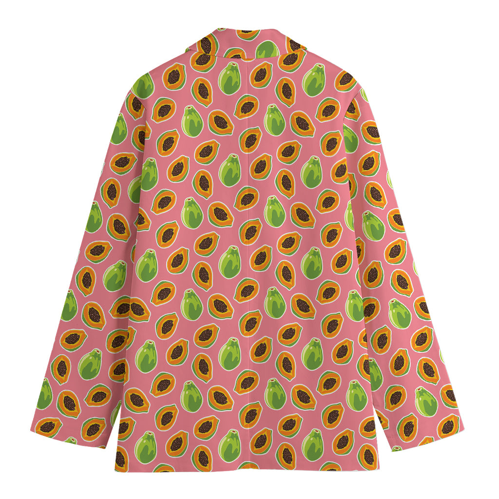 Cute Papaya Pattern Print Women's Cotton Blazer