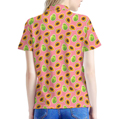 Cute Papaya Pattern Print Women's Polo Shirt