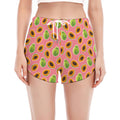 Cute Papaya Pattern Print Women's Split Running Shorts
