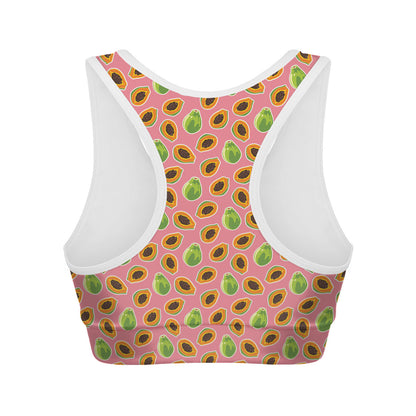 Cute Papaya Pattern Print Women's Sports Bra