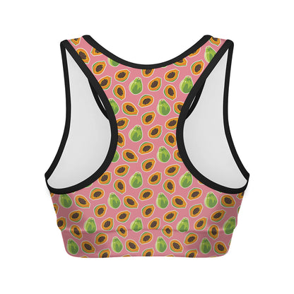 Cute Papaya Pattern Print Women's Sports Bra