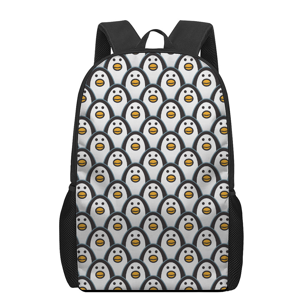 Cute Penguin Face Pattern Print 17 Inch Backpack