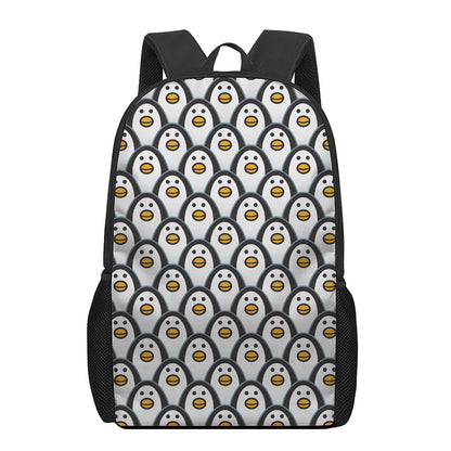 Cute Penguin Face Pattern Print 17 Inch Backpack