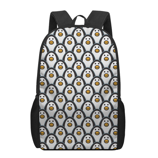 Cute Penguin Face Pattern Print 17 Inch Backpack