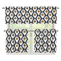 Cute Penguin Face Pattern Print 3 Piece Kitchen Curtains