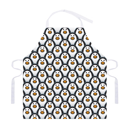 Cute Penguin Face Pattern Print Adjustable Apron