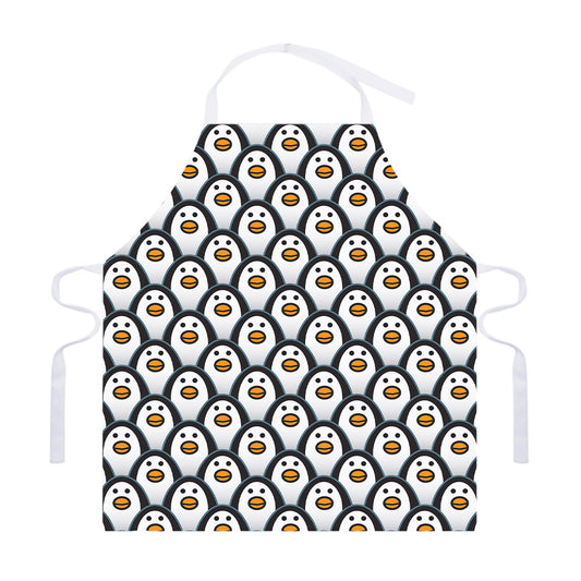 Cute Penguin Face Pattern Print Adjustable Apron
